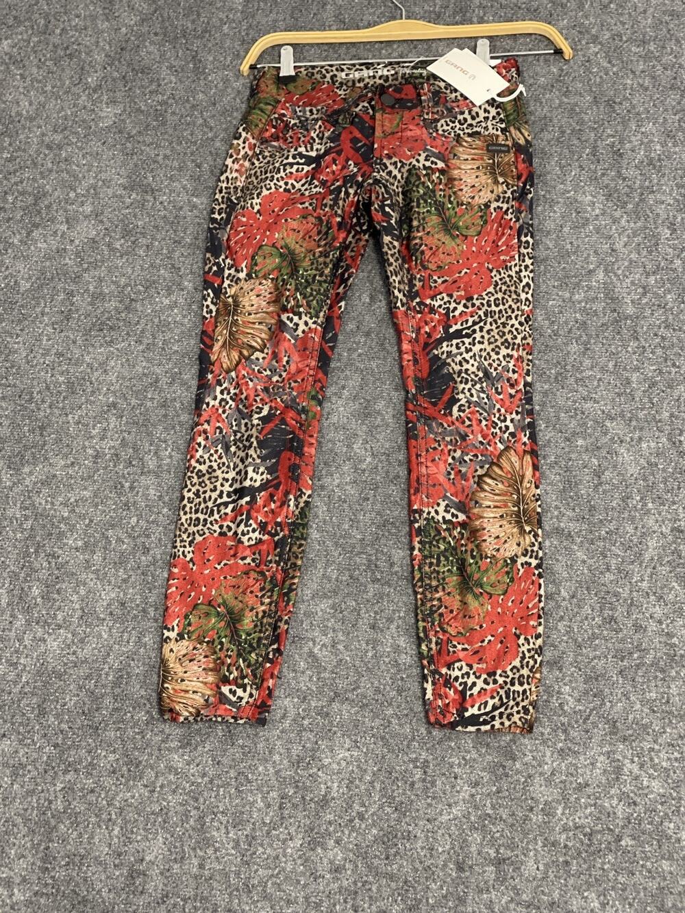 Gang Jeans Womens 0 W:25 Cheetah Leopard Floral Skinny Denim Pants N274